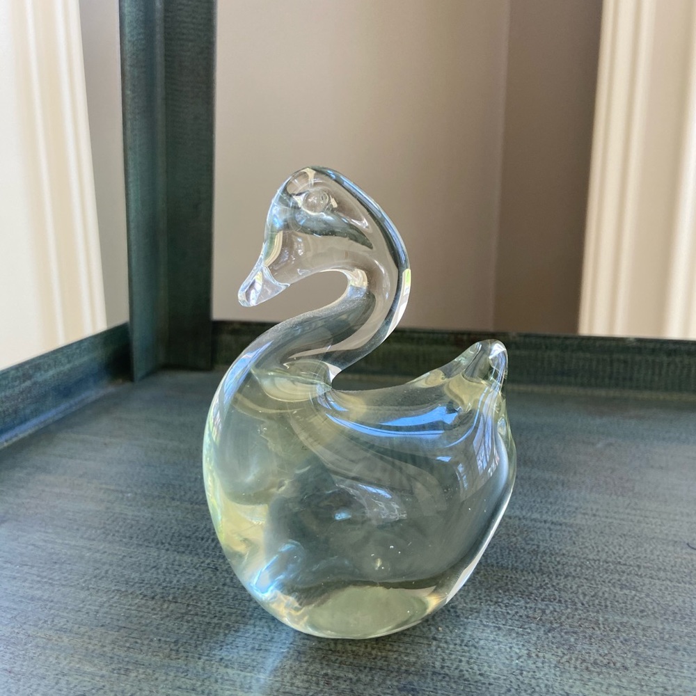 Vintage mid century modern glass swan figurine